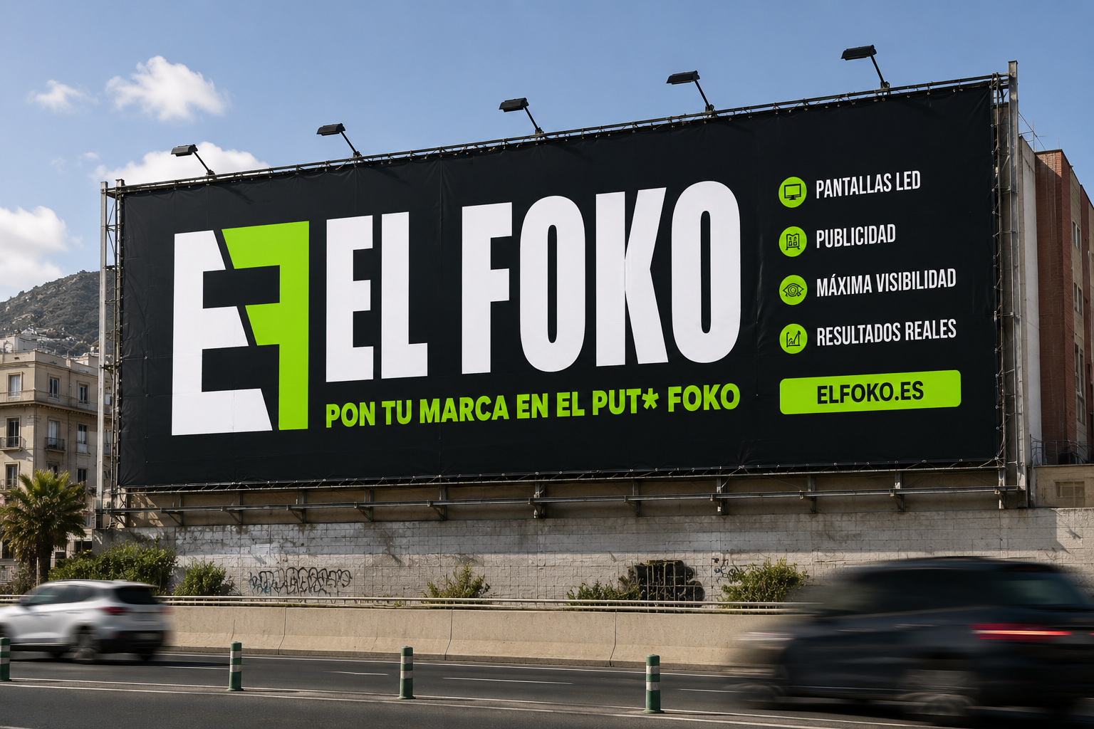 Lona ElFoko en fachada de edificio en zona urbana