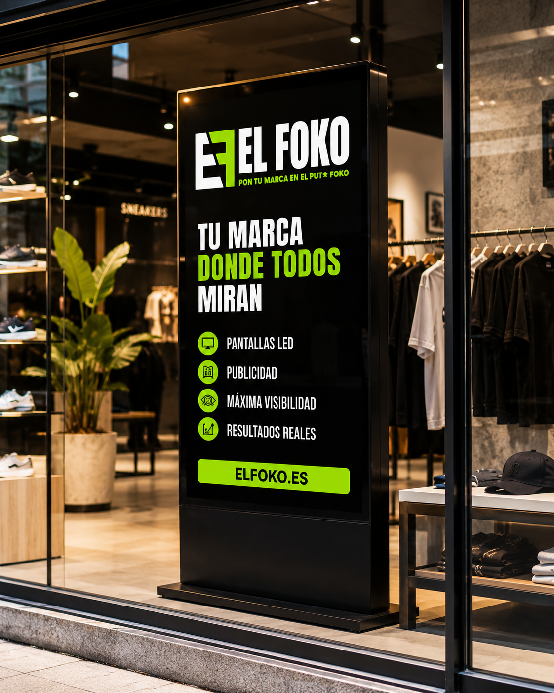 Totem digital ElFoko en tienda de calzado