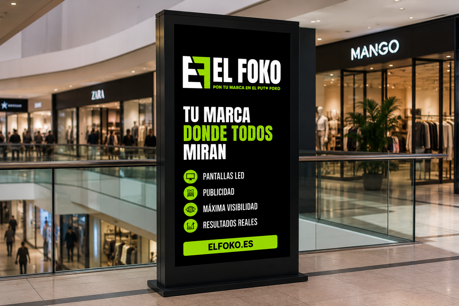 Totem digital ElFoko en centro comercial