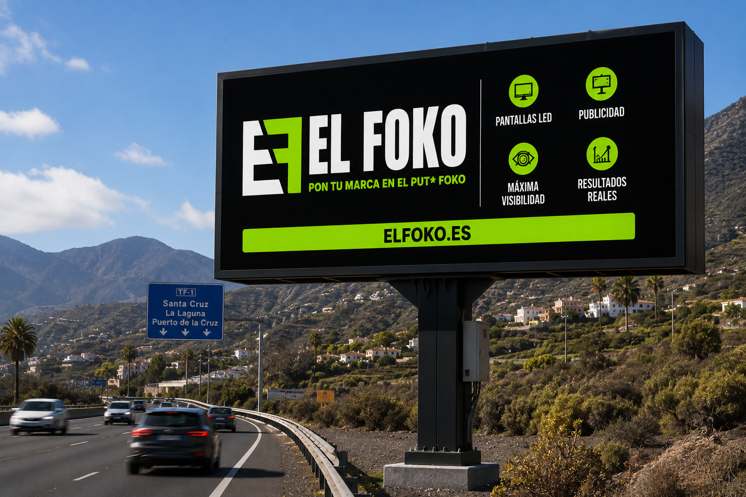 Valla LED ElFoko en la autovía TF-1